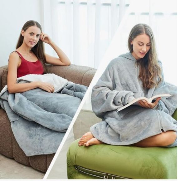 Oversized Wearable Blanket Hoodie.Snuggie Sweatshirt Blankets - Picture 5 of 5